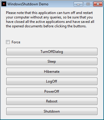 Windows Shutdown Demo