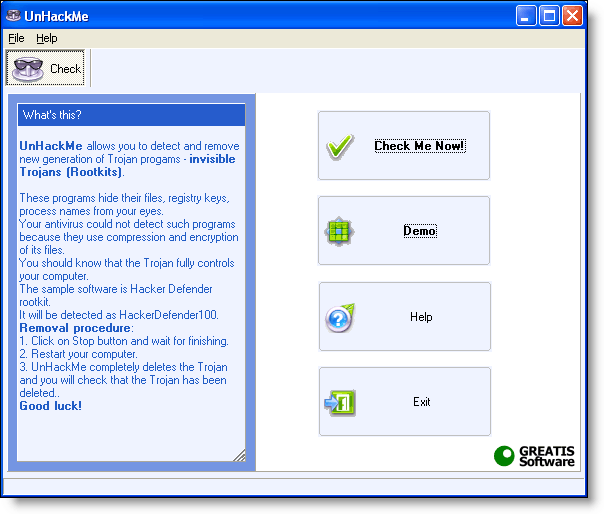 Screenshot of UnHackMe 3.1