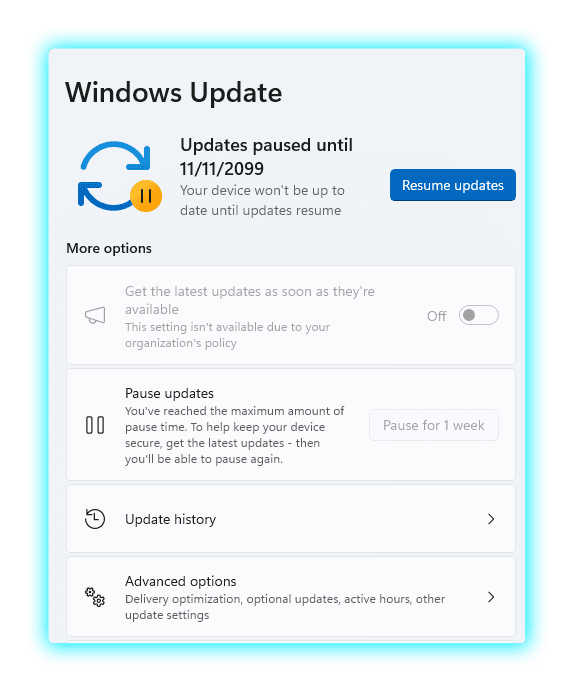Paused Windows Updates