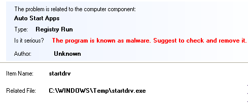 Startdrv.exe detected