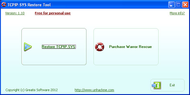 TCPIP.SYS Restore Tool