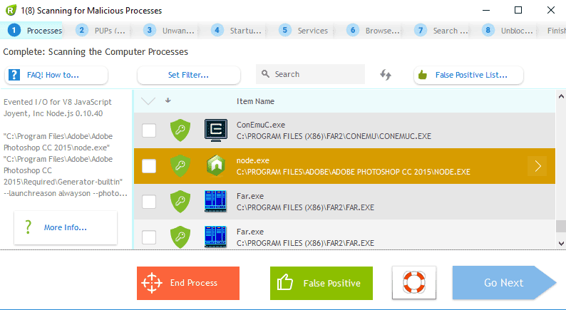 UnHackMe Removal Screen